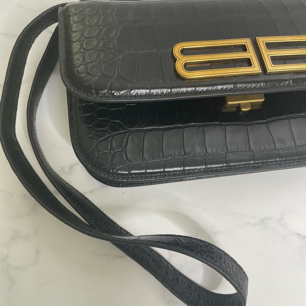Balenciaga Gossip Small Croc Embossed Leather Shoulder Bag - Picture 11 of 16